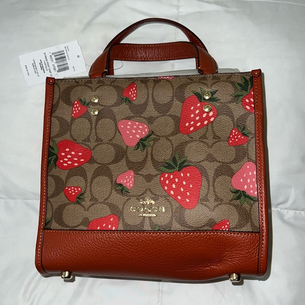 Coach Brown and Red Strawberry Print Women's Bag